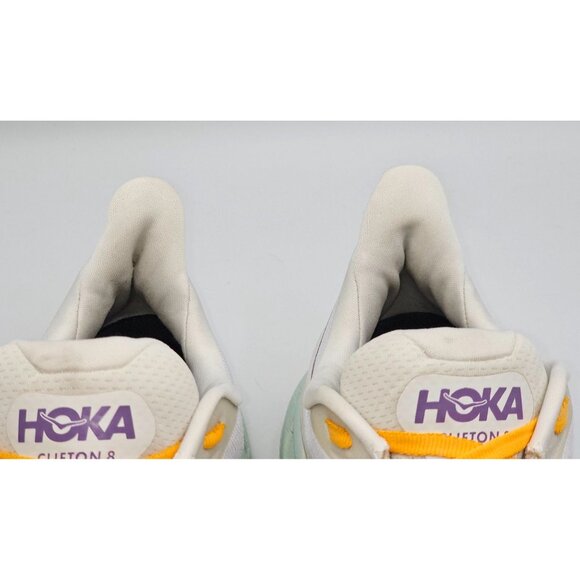 Hoka One One Women's White Yellow Mesh Clifton 8 Running Shoes Size 10B 2658 - Picture 6 of 16
